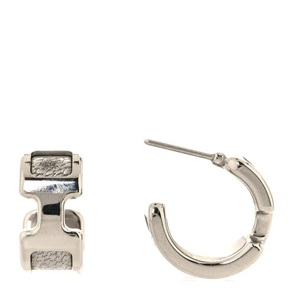 Hermes Chamkilight goatskin Olympe Hoop Earrings PM Silver 1 of 5