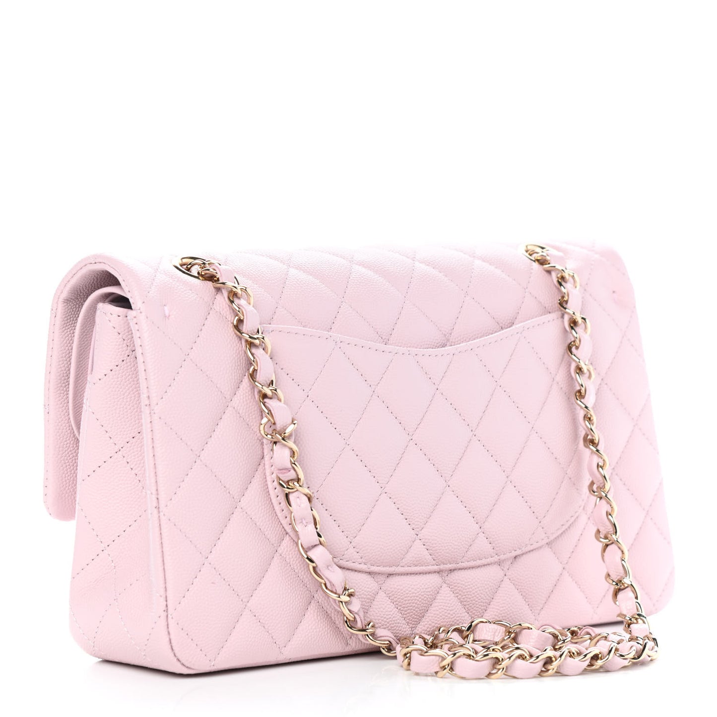 Caviar Quilted Medium Double Flap Light Pink