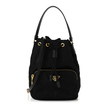 Prada Saffiano Tessuto Nylon Mini Bucket Crossbody Bag Black 1 of 11