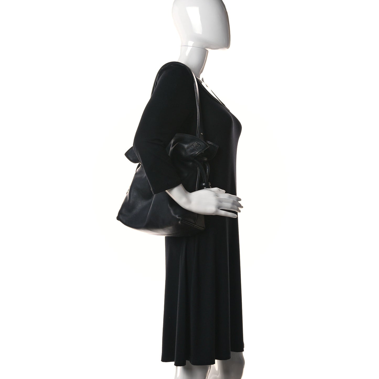 Calfskin Small Flamenco Knot Bag Black