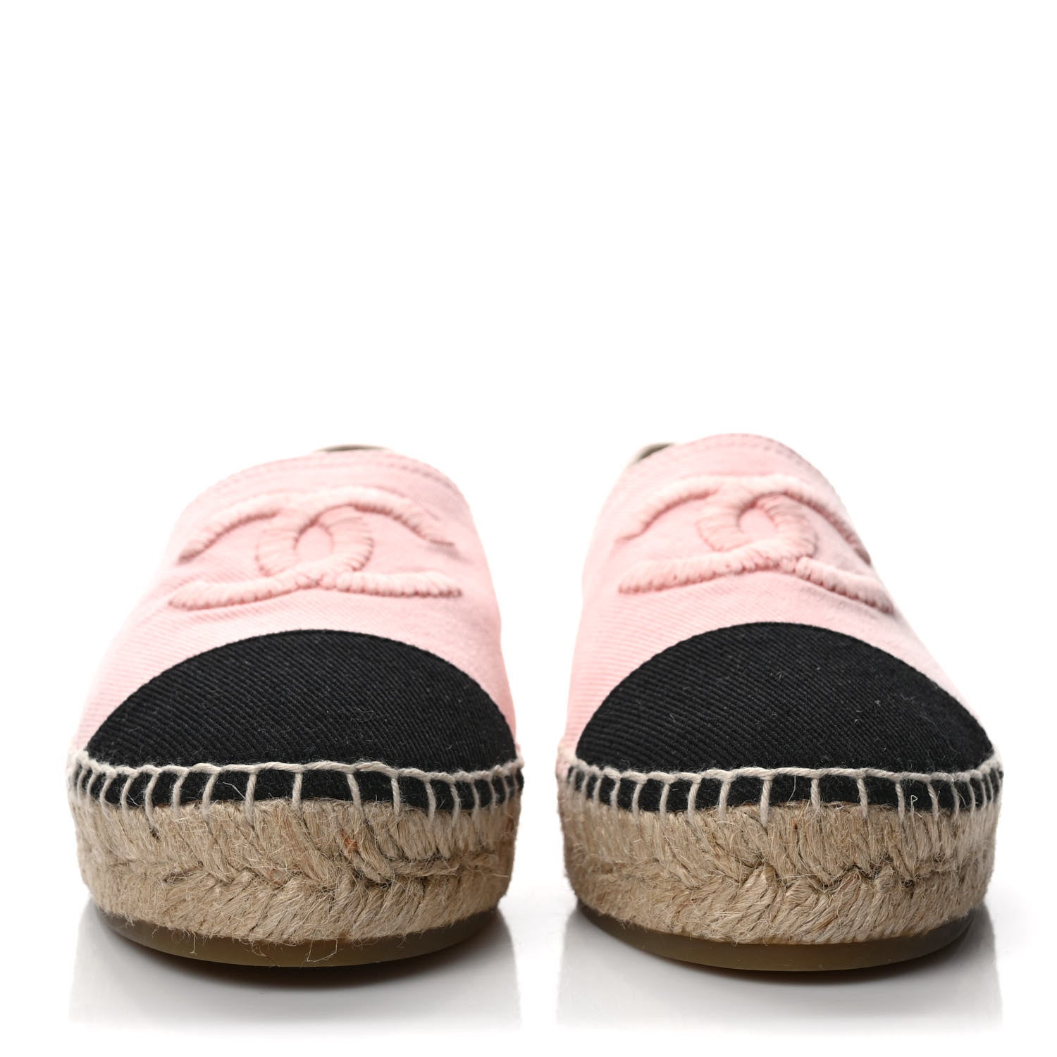 Chanel Denim Toile CC Espadrilles 38 Pink Black 2 of 7