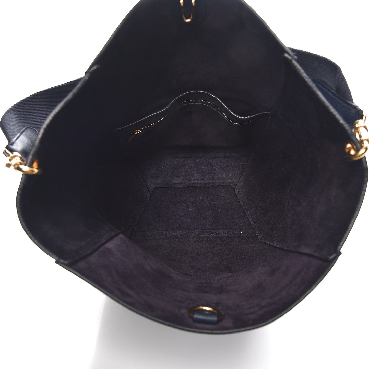 Soft Grained Calfskin Sangle Bucket Bag Navy Blue