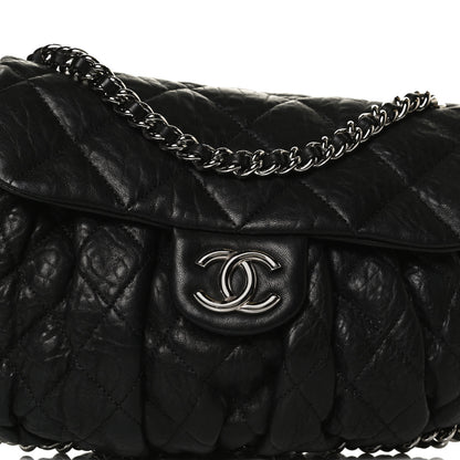 Chanel Washed Lambskin Quilted Medium Chain Around Messenger Black 8 of 15