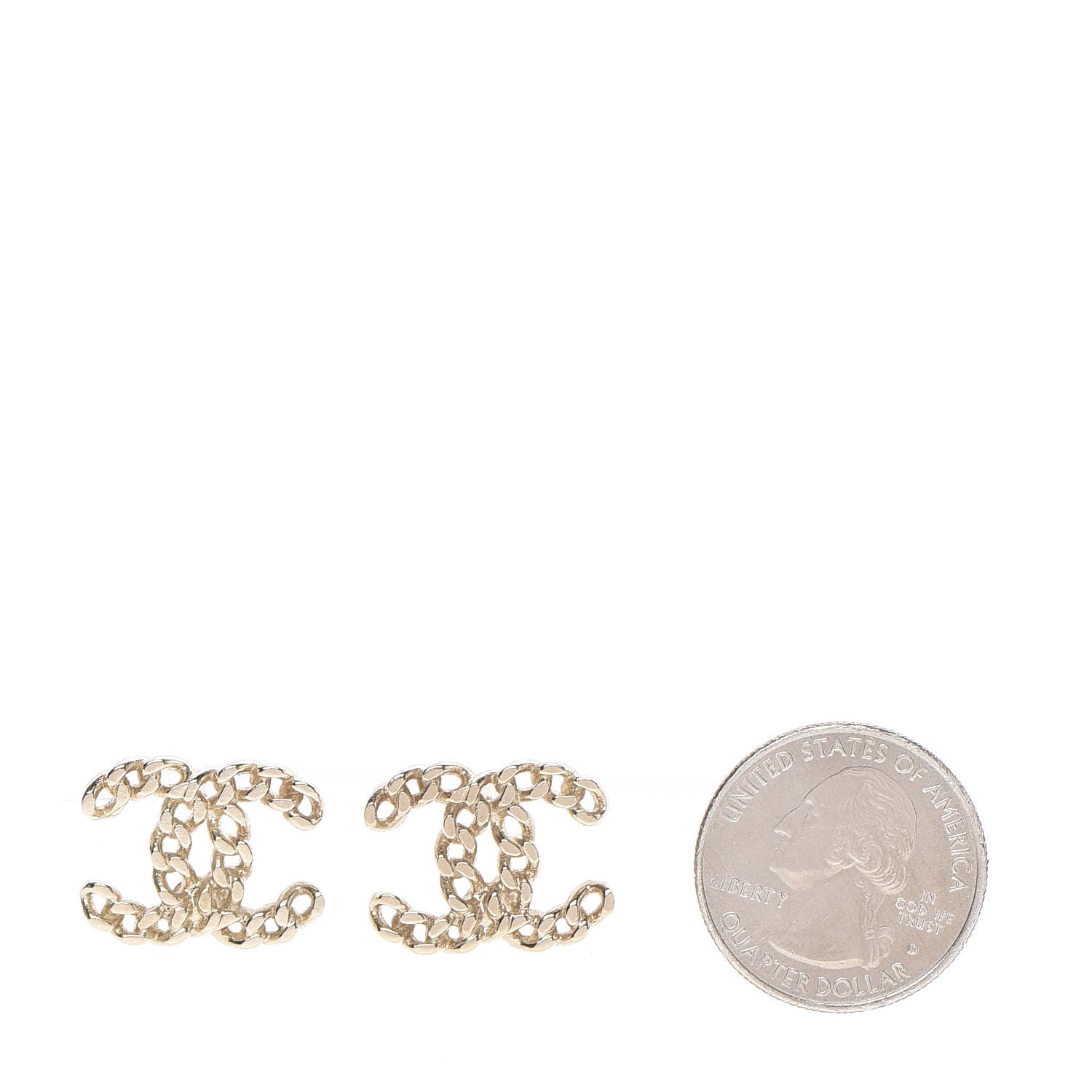 Chanel Metal Chain Link CC Earrings Gold 2 of 4