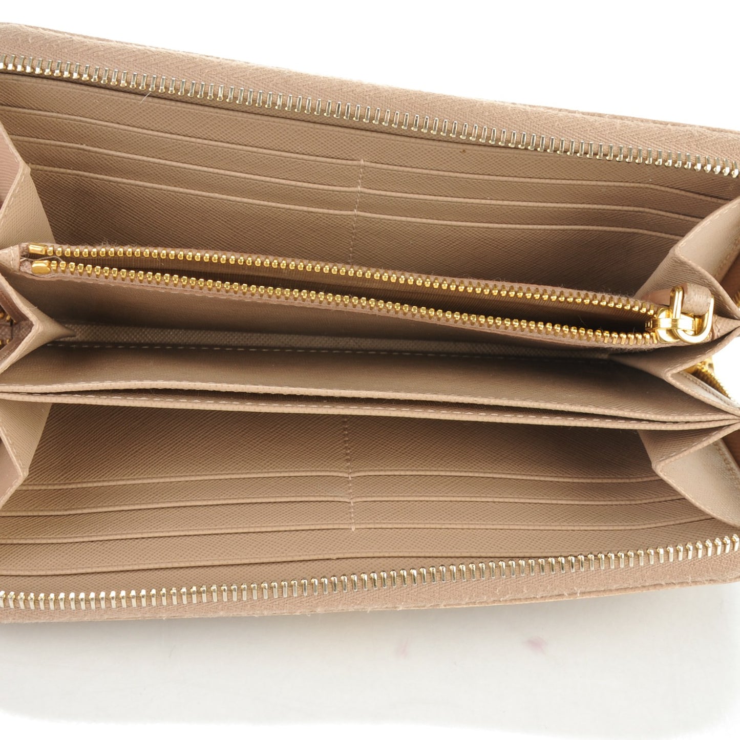Saffiano Metal Zip Around Wallet Cammeo