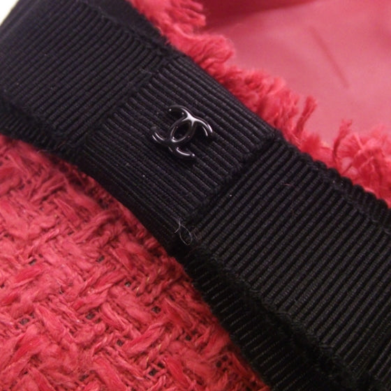 Tweed Bow Loafers Red 37.5