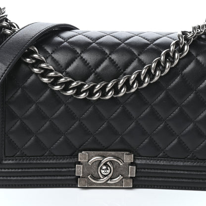 Chanel Lambskin Quilted Medium Boy Flap Black 9 of 11