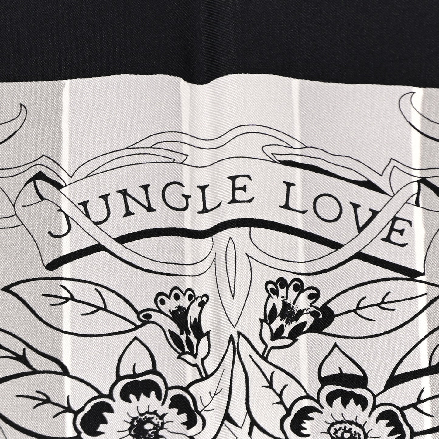 Silk Jungle Love Rainbow Scarf 90 Black Gris White