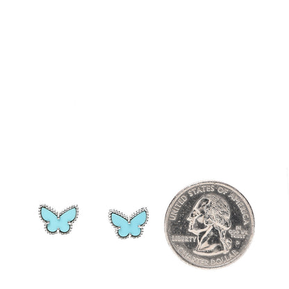 Van Cleef & Arpels 18K White Gold Turquoise Sweet Alhambra Butterfly Earrings 2 of 5