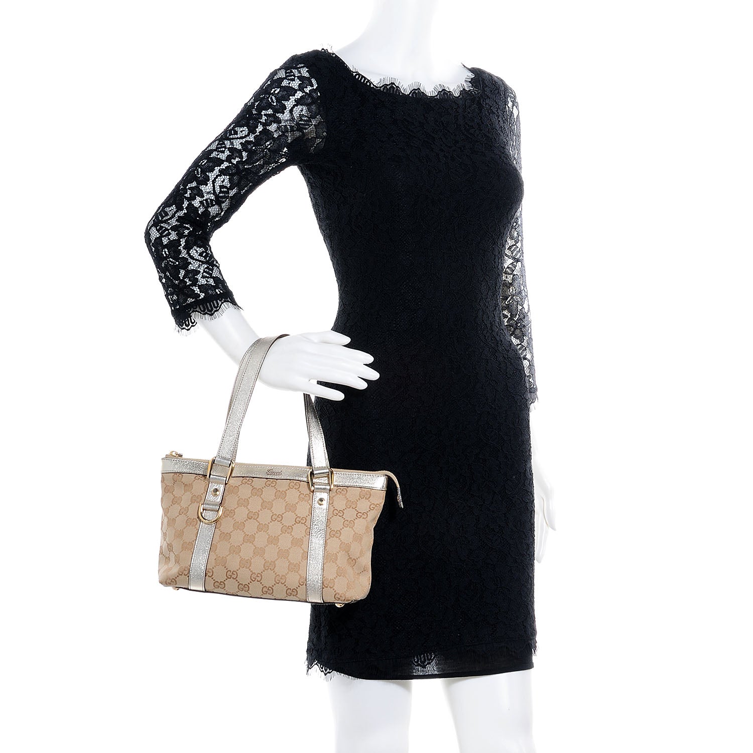 Gucci Monogram Small Abbey Handbag Metallic 2 of 7
