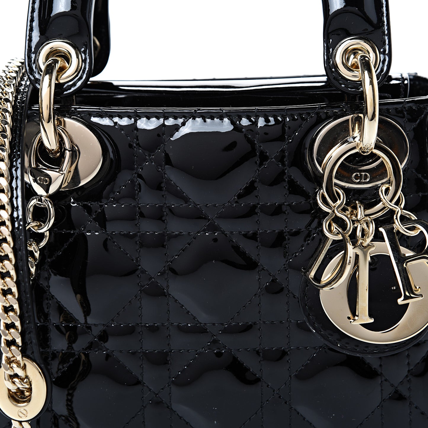Patent Cannage Mini Lady Dior Black