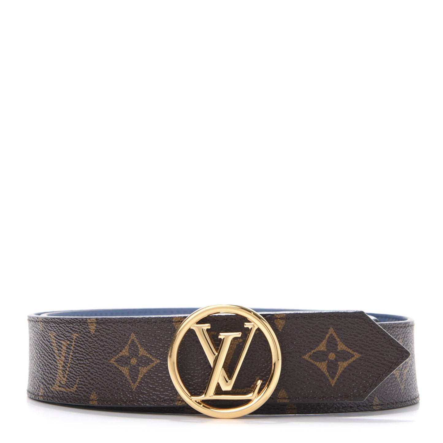 Calfskin Monogram 35mm LV Circle Reversible Belt 80 82 Denim Blue