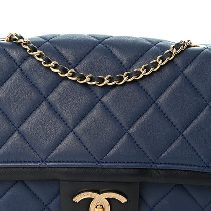 Chanel Lambskin Quilted Medium Graphic Flap Navy Black 8 of 11