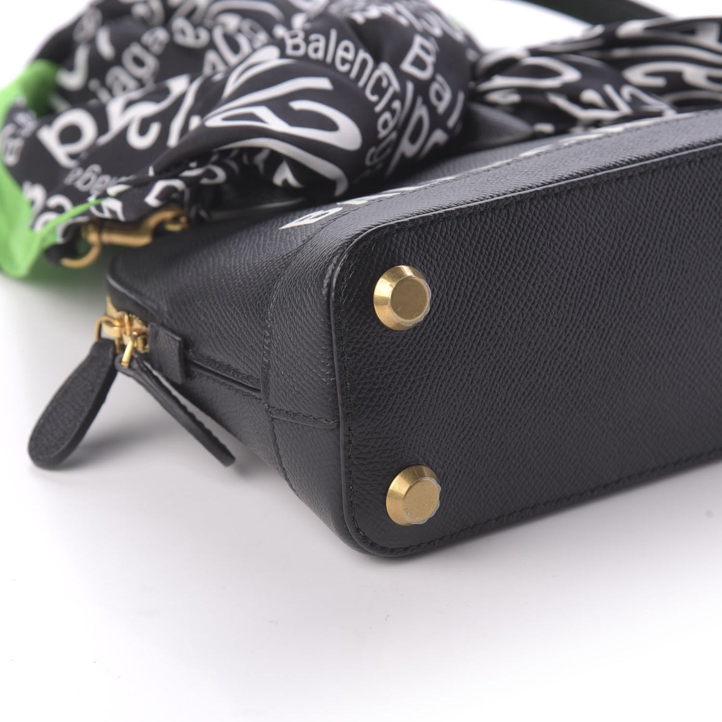 Grained Calfskin XXS Ville Top Handle Bag Scarf Black
