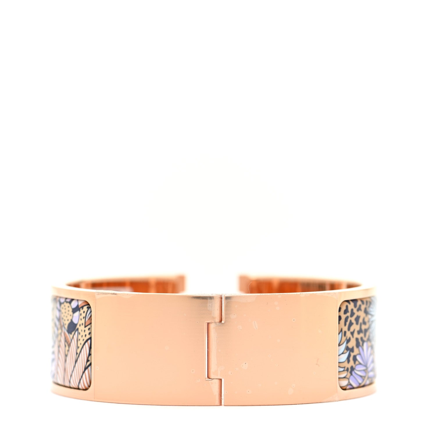 Hermes Enamel Printed Animaux Camoufles Wide Clic Clac H Bracelet PM Lilas 3 of 6