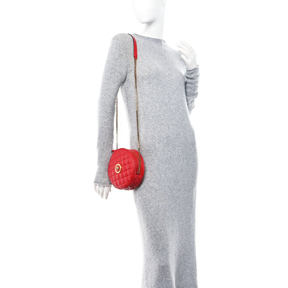 Versace Nappa Quilted La Medusa Round Camera Bag Red 2 of 9