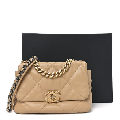 Chanel Lambskin Quilted Medium Chanel 19 Flap Dark Beige 11 of 11