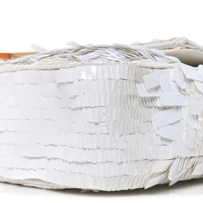 Fendi Sequin Paillettes Vitello Grace Sex and the City Baguette White 10 of 10