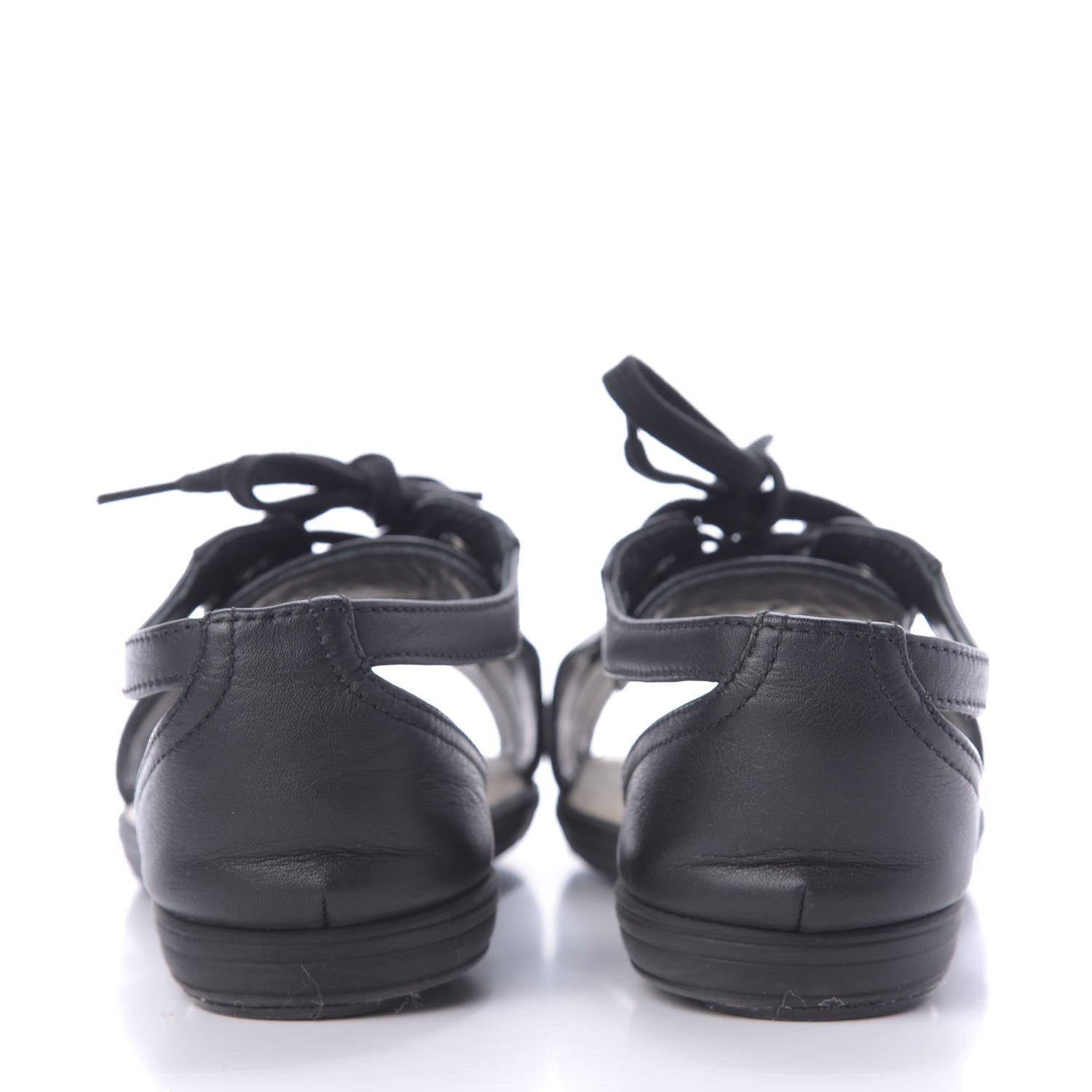 Chanel Lambskin Quilted Peep Toe Lace Up 35 Black White 7 of 12