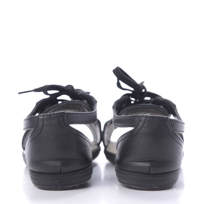 Chanel Lambskin Quilted Peep Toe Lace Up 35 Black White 7 of 12
