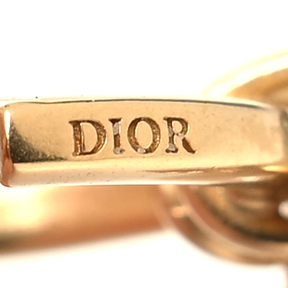 Christian Dior Pearl Crystal CD Hoop Earrings Gold 4 of 4