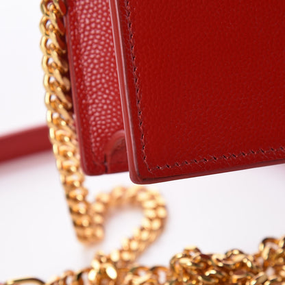 Saint Laurent Grain De Poudre Small Classic Monogram Kate Tassel Satchel Red 11 of 11