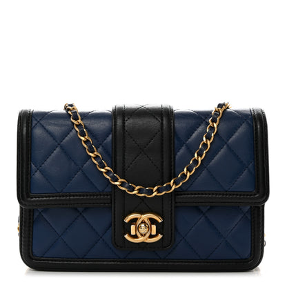 Chanel Lambskin Quilted Elegant CC Wallet On Chain WOC Blue Black 1 of 11
