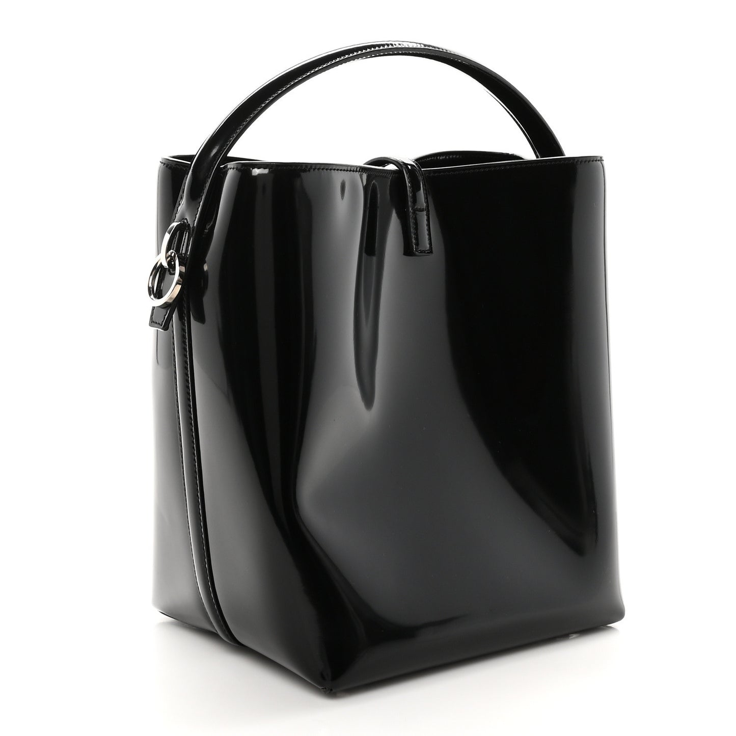 Patent Calfskin Le 37 Bucket Bag Black