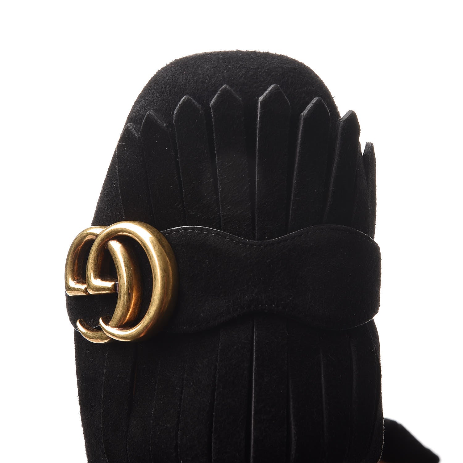 Gucci Kid Scamosciato GG Marmont Fringe Flats 37 Black 9 of 11
