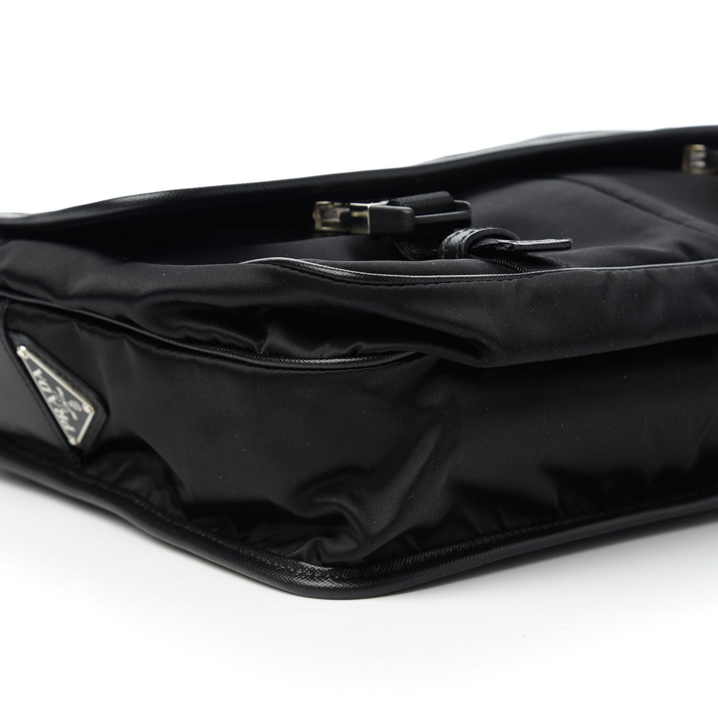 Tessuto Nylon Saffiano Messenger Satchel Black
