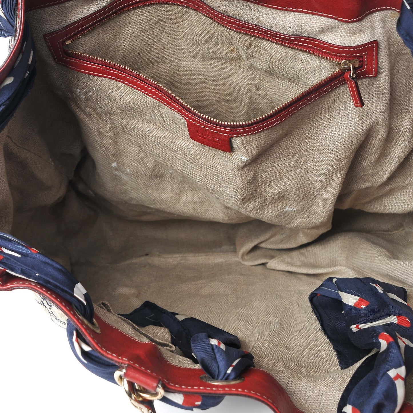 Monogram Large Positano Tote Navy Red