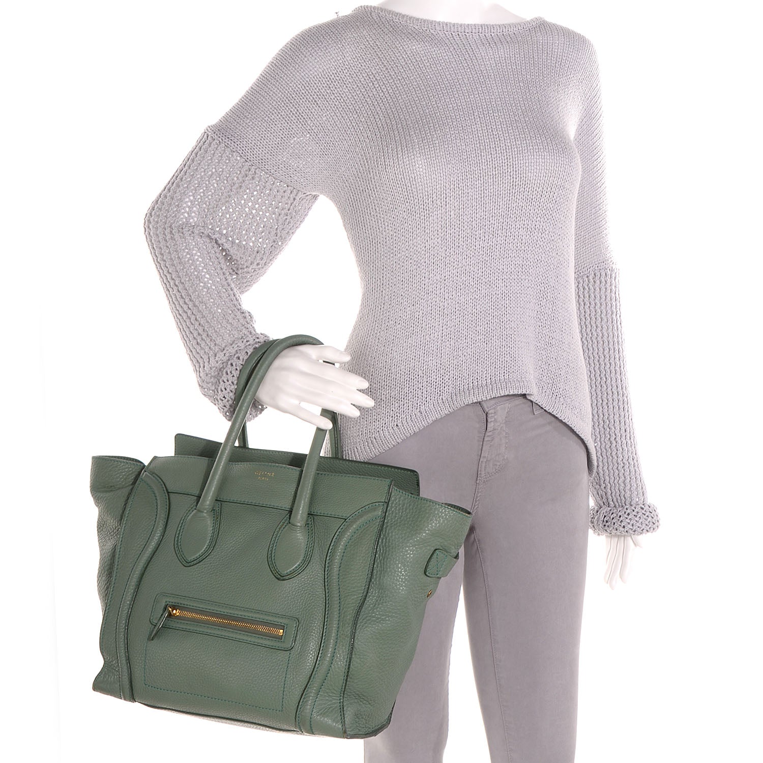 Celine Pebbled Leather Mini Luggage Almond 2 of 10