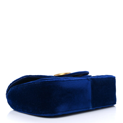 Gucci Velvet Matelasse Mini GG Marmont Shoulder Bag Cobalt Blue 4 of 12