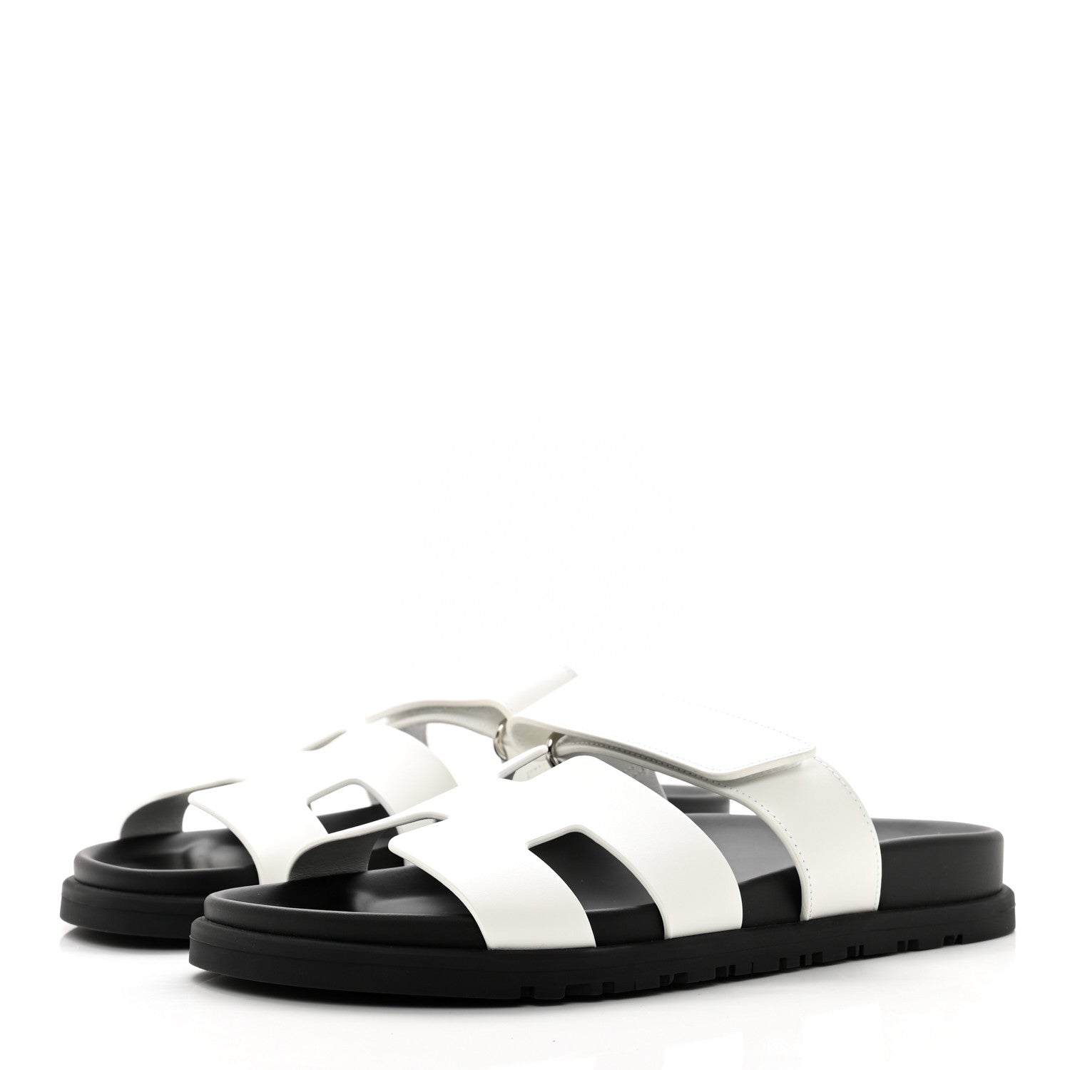 Hermes Calfskin Womens Chypre Sandals 37 White 3 of 9