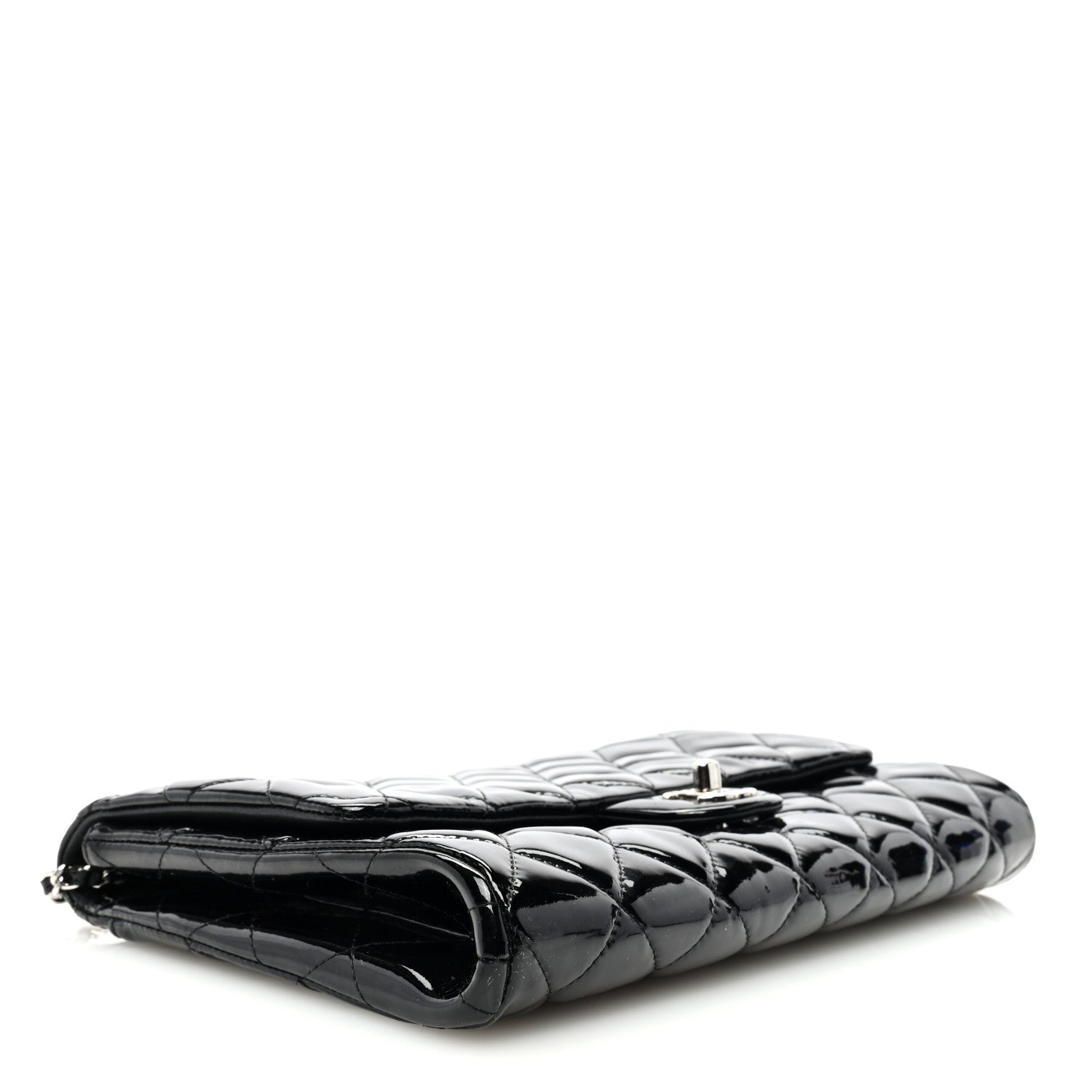 Chanel Patent Quilted Clutch with Chain Flap Black 4 of 10