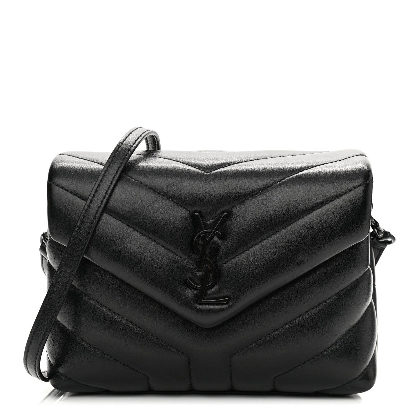 Calfskin Y Quilted Monogram Toy Loulou Crossbody Bag Black