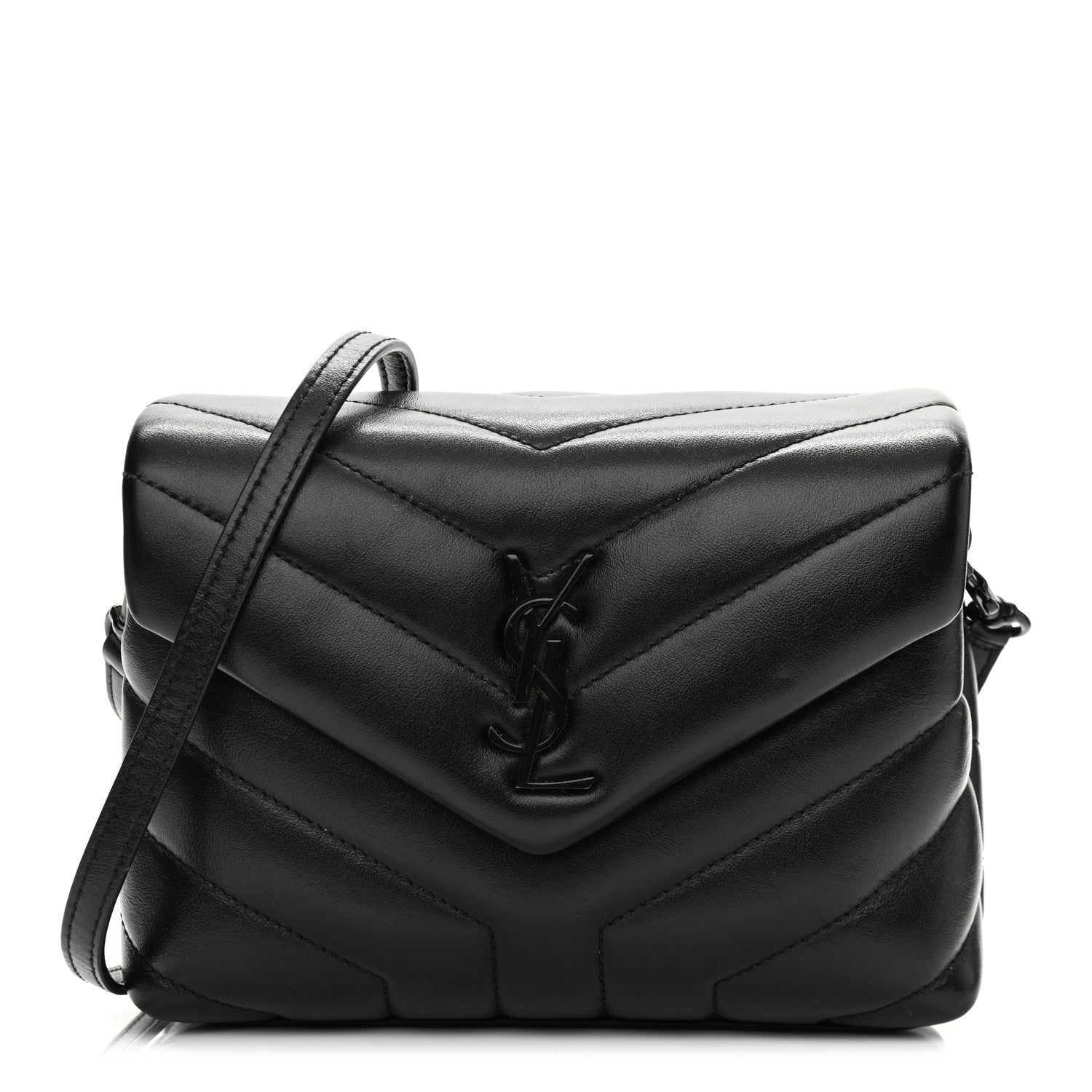 Saint Laurent Calfskin Y Quilted Monogram Toy Loulou Crossbody Bag Black 1 of 12