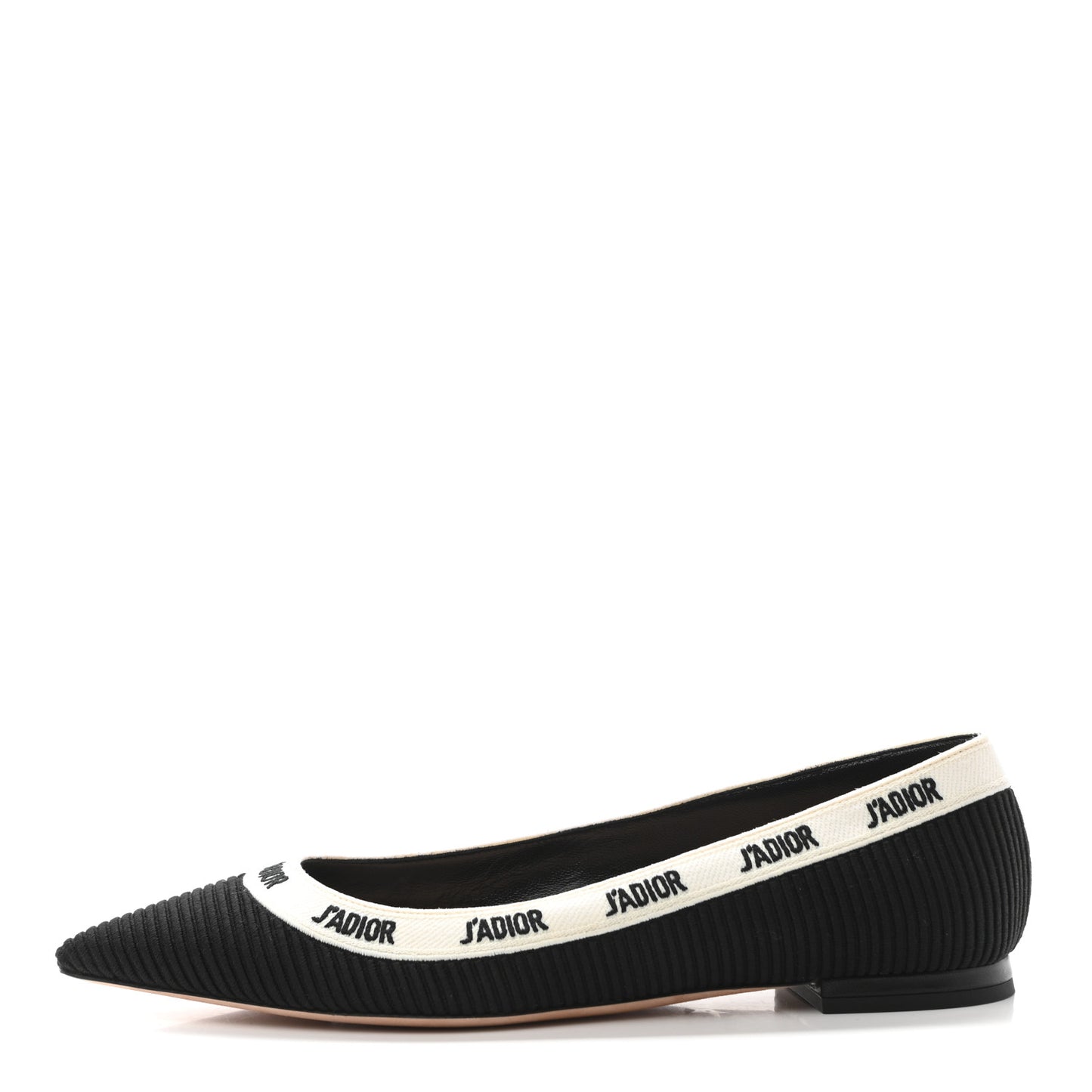 Fabric Ribbon Embroidered J'Adior Ballet Flats 38 Black