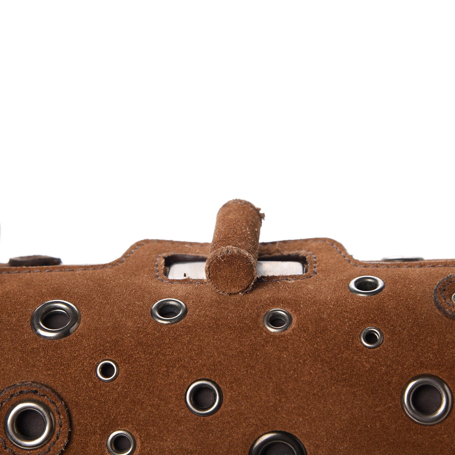 Prada Suede Grommet Frame Satchel Tabacco 13 of 22