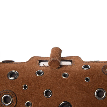 Prada Suede Grommet Frame Satchel Tabacco 13 of 22