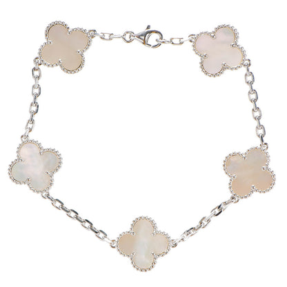 Van Cleef & Arpels 18K White Gold Mother of Pearl 5 Motifs Vintage Alhambra Bracelet 1 of 4