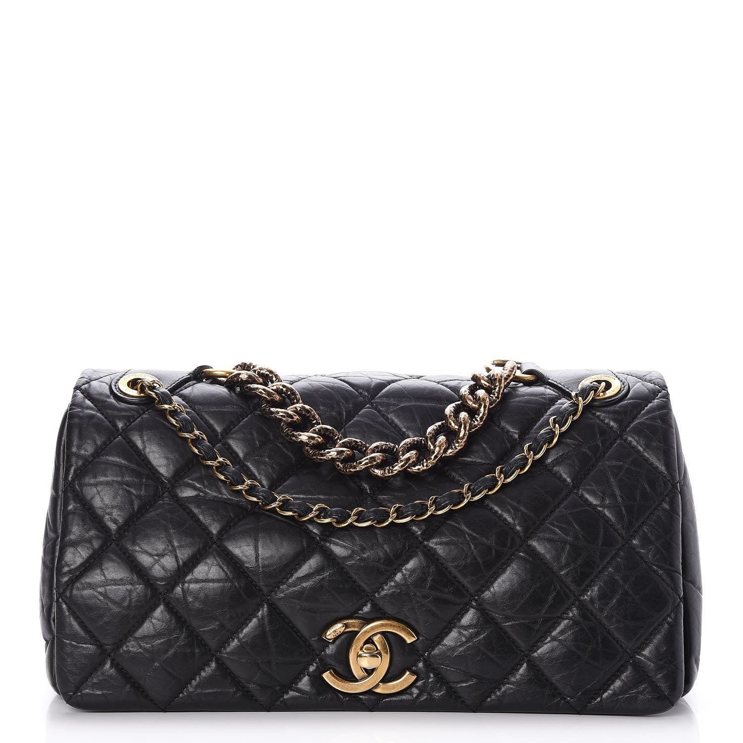 Chanel Aged Calfskin Quilted Medium Pondichery Flap Black 1 of 9