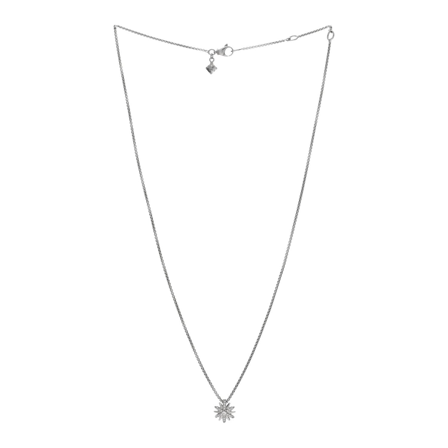 David Yurman Sterling Silver Diamond 10.5mm Petite Starburst Pendant Necklace 2 of 4