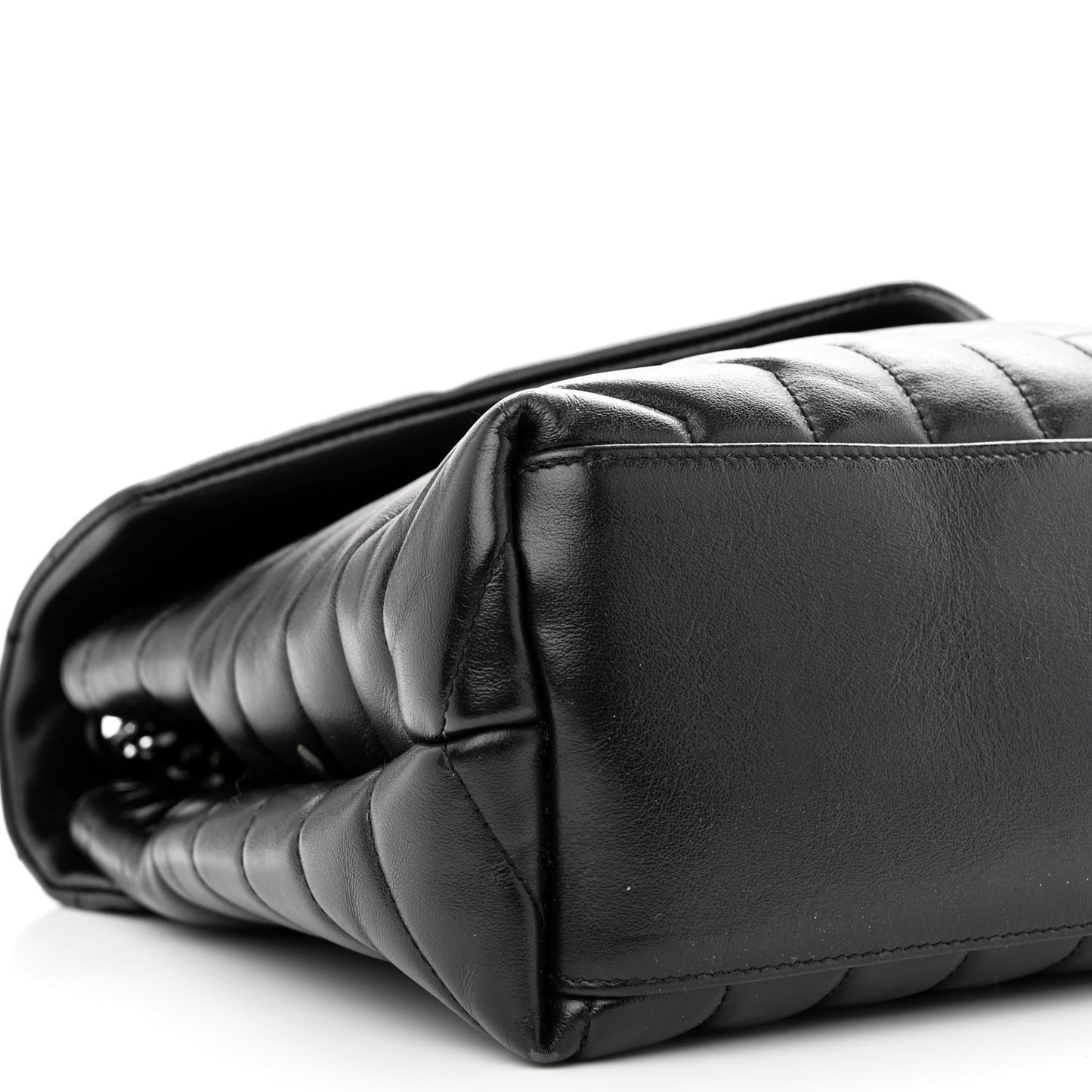 Calfskin Y Quilted Monogram Medium Loulou Chain Satchel Black
