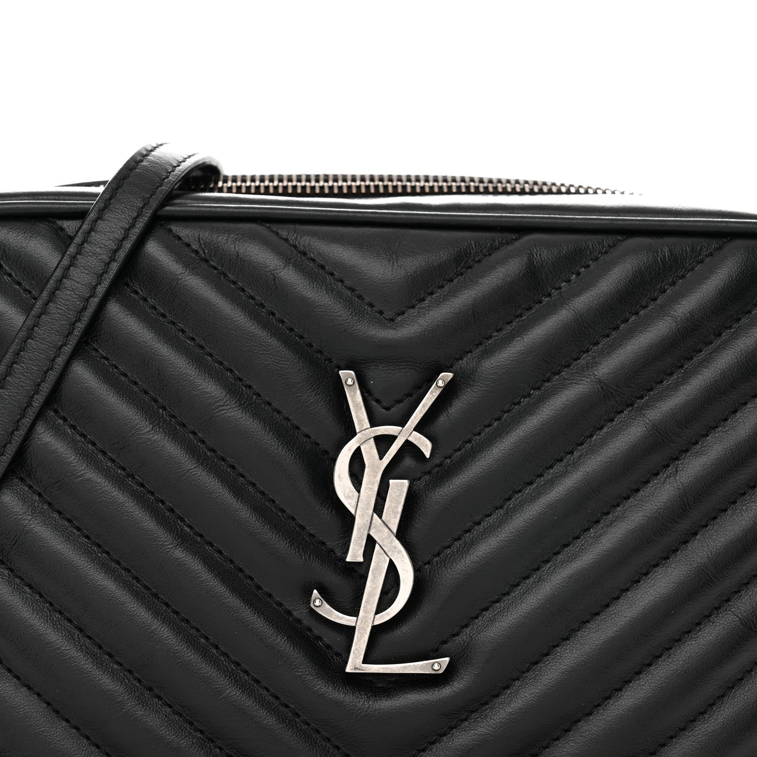 Saint Laurent Calfskin Matelasse Monogram Lou Camera Bag Black 8 of 10