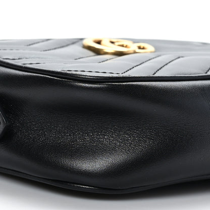 Gucci Calfskin Matelasse Mini GG Marmont Chain Shoulder Bag Black 9 of 10