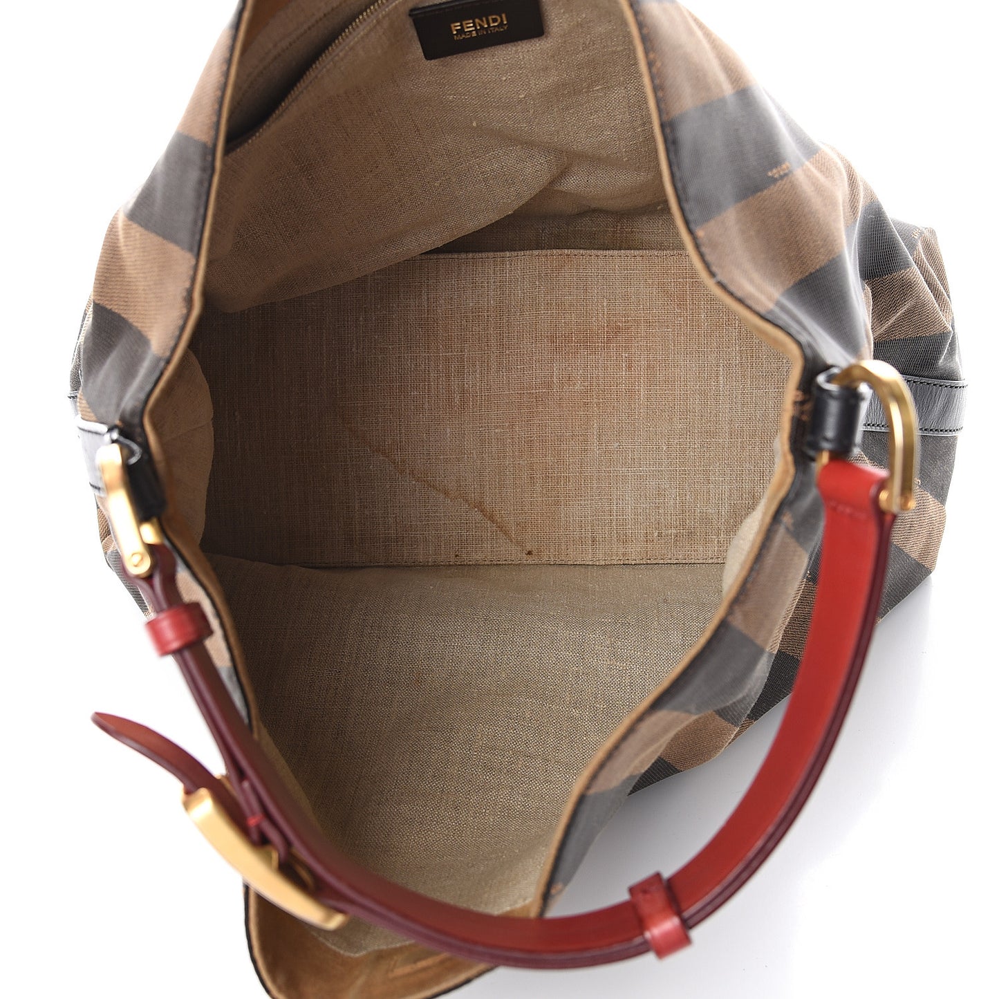 Pequin Cuoio Vegetale Large Hobo Tobacco Rosso Black