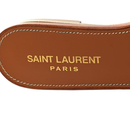 Saint Laurent Calfskin Tribute 05 Slide Sandals 37 Amber 8 of 9