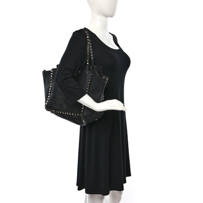 Valentino Garavani Pebbled Calfskin Medium Rockstud Tote Black 2 of 8