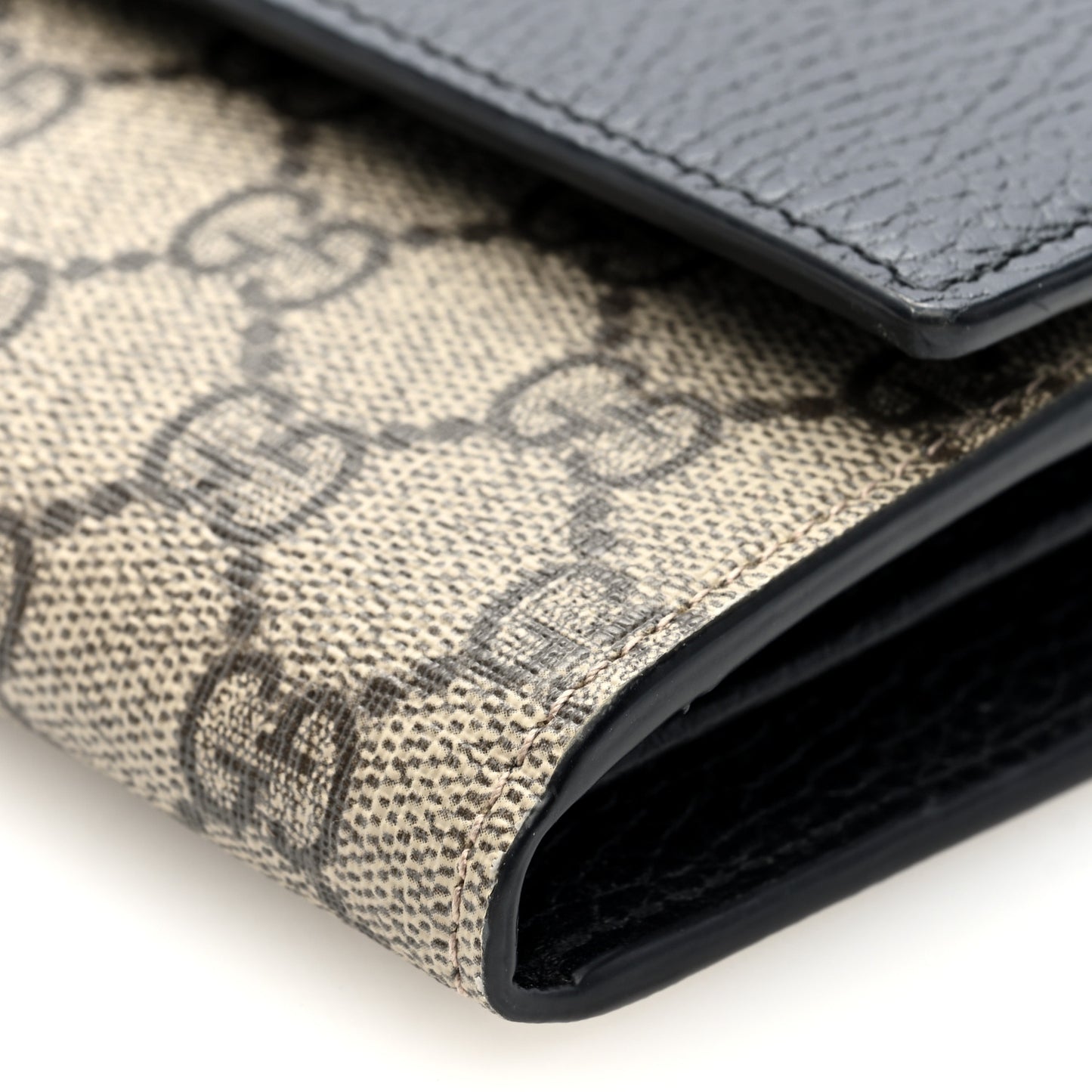 Dollar Calfskin GG Supreme Monogram Petite GG Marmont Wallet Chain Bag Black Beige Ebony